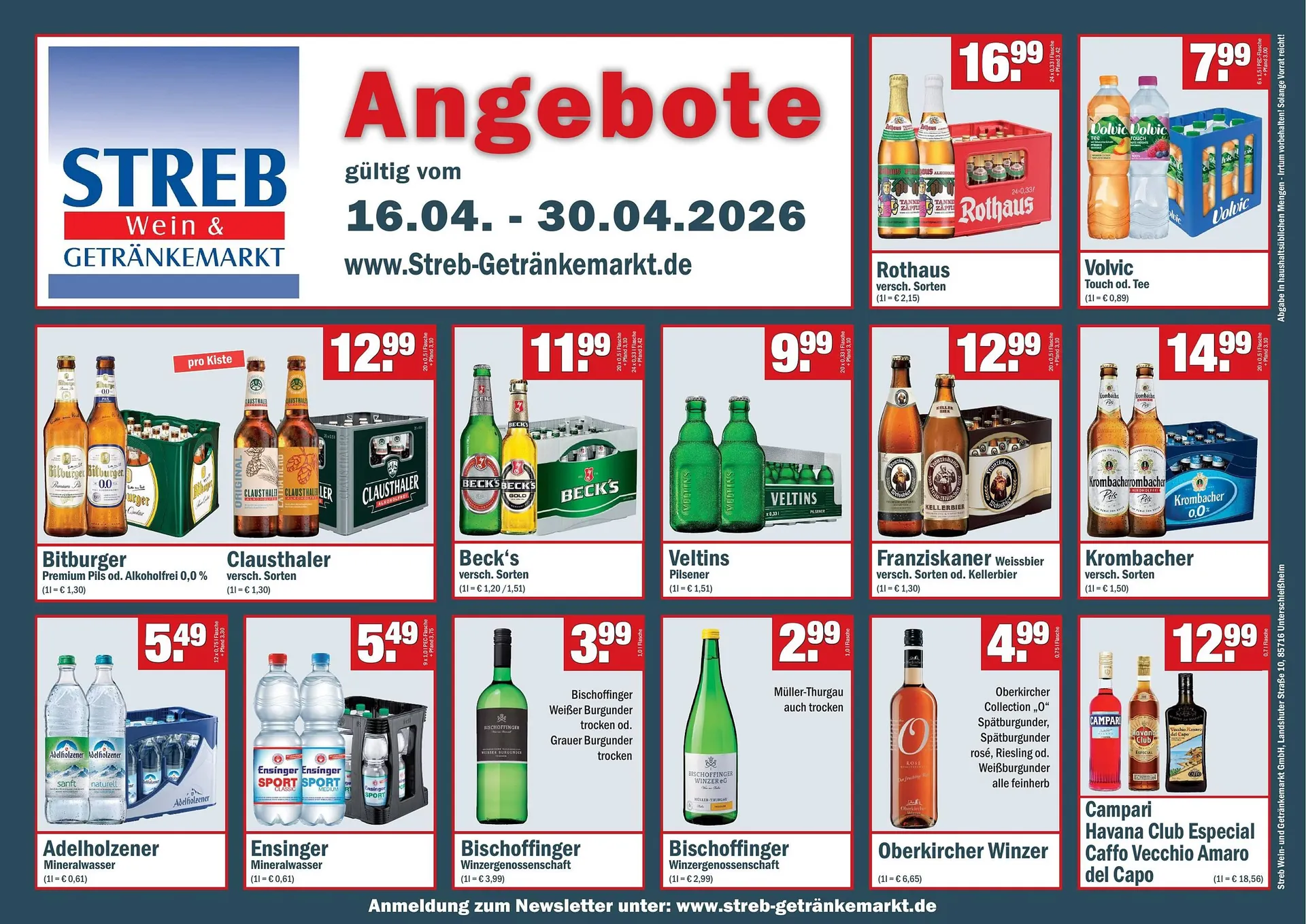 Streb Getränkemarkt Prospekt von 16. April bis 30. April 2026 - Prospekt seite 1