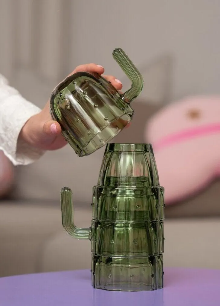 Stackable cactus drinking glasses - 4 pcs