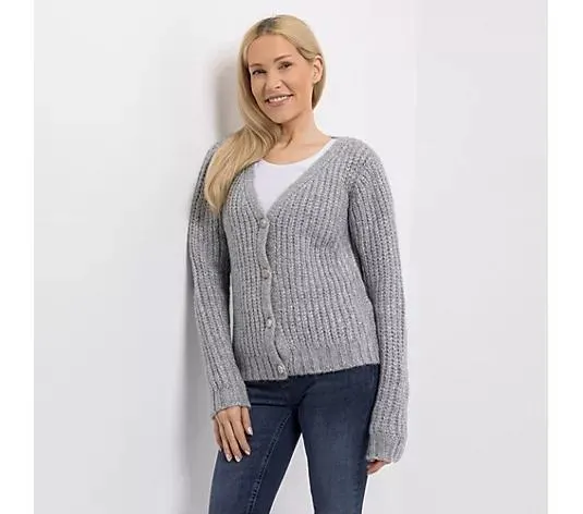 Wählen Sie Ihre Variante: DINE 'N' DANCE Cardigan, 1/1-Arm Grobstrick Schmuckknöpfe figurumspielend