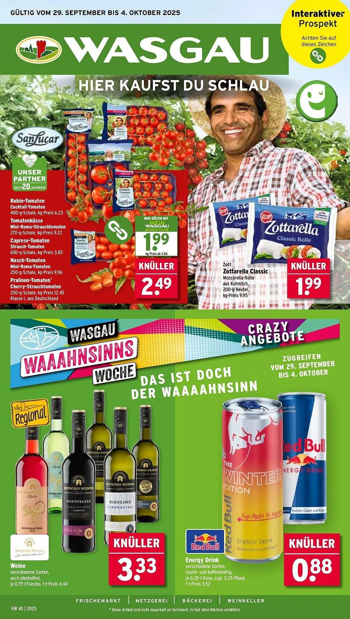 Wasgau Prospekt von 29. September bis 4. Oktober 2025 - Prospekt seite 1