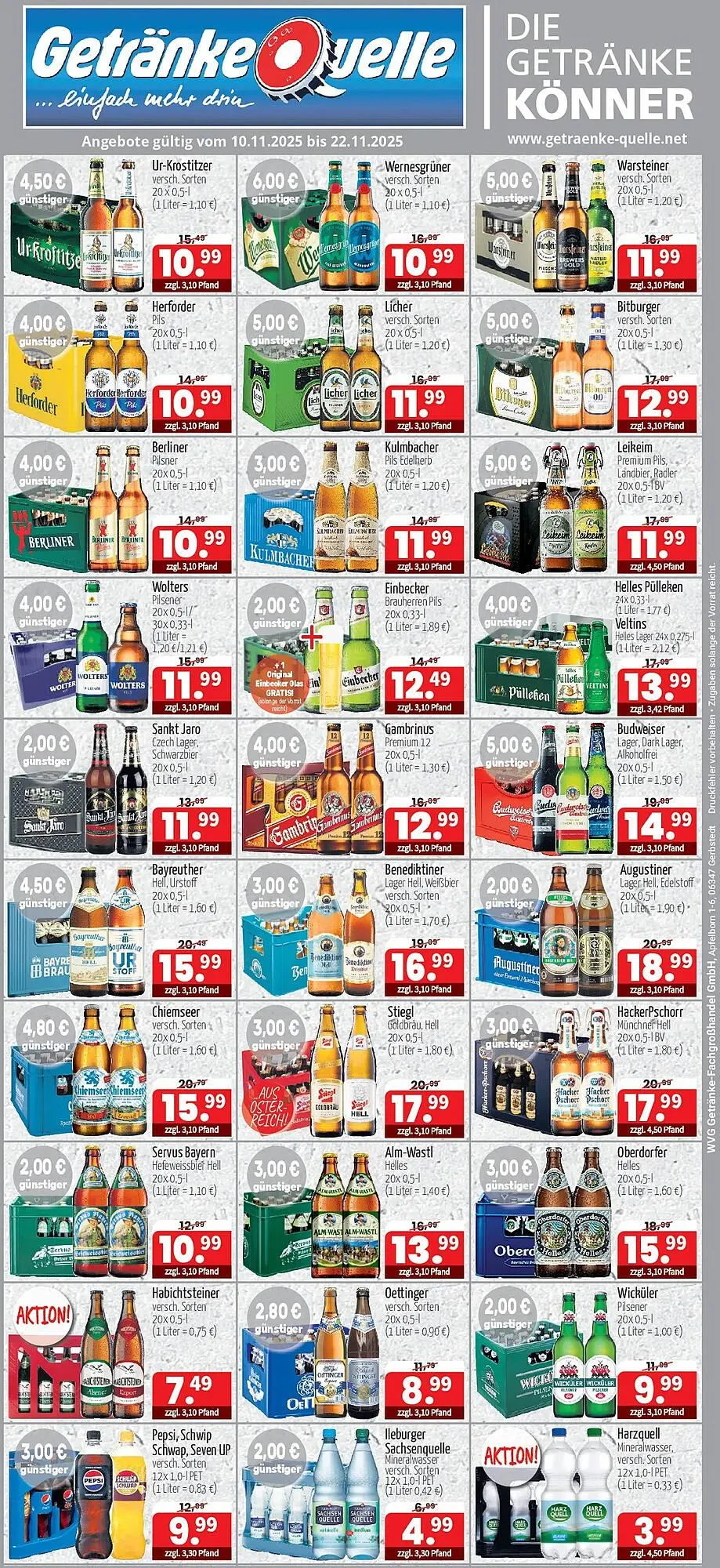 Getränke Quelle Prospekt von 9. November bis 22. November 2025 - Prospekt seite 1