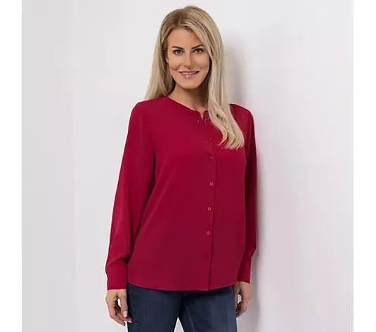 DINE 'N' DANCE Bluse, 1/1-Arm kleiner Stehkragen Knopfleiste leger weit