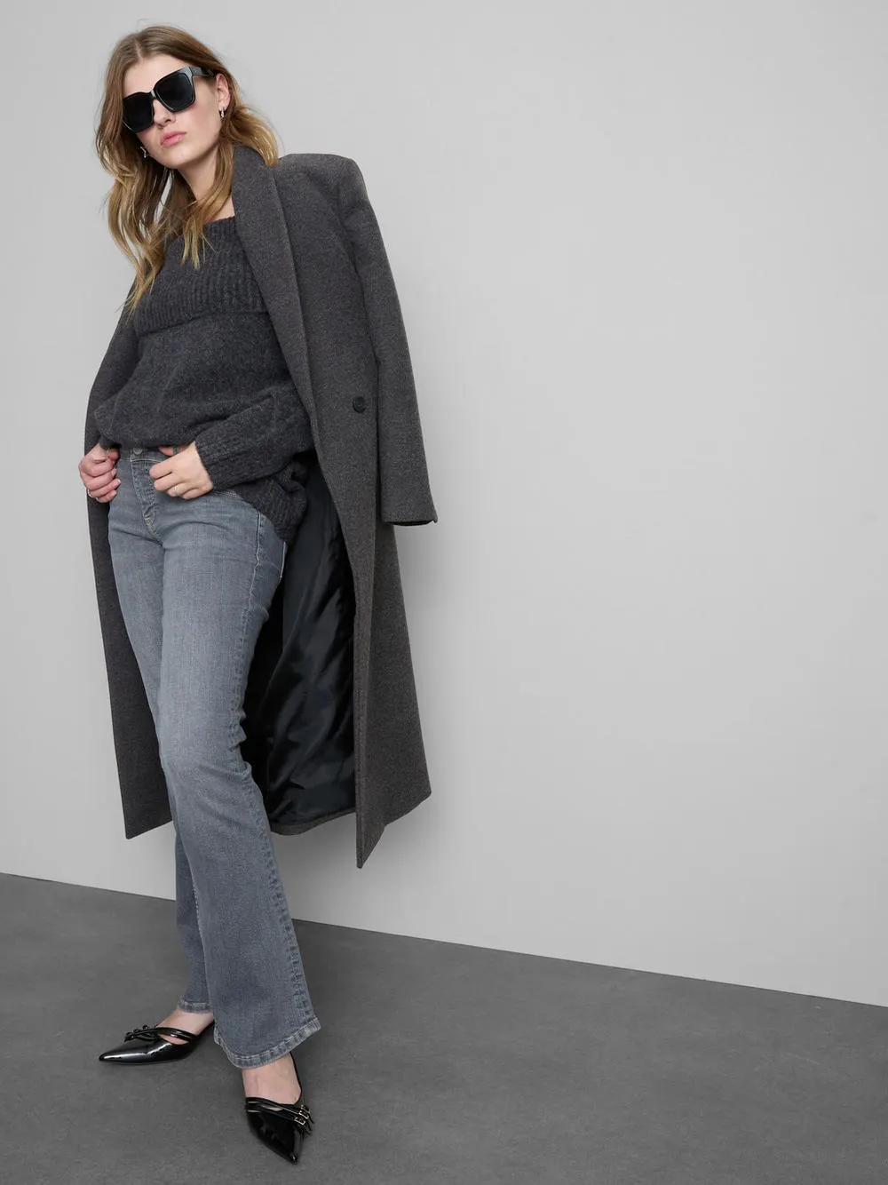 Gestrickter Bardot-Pullover