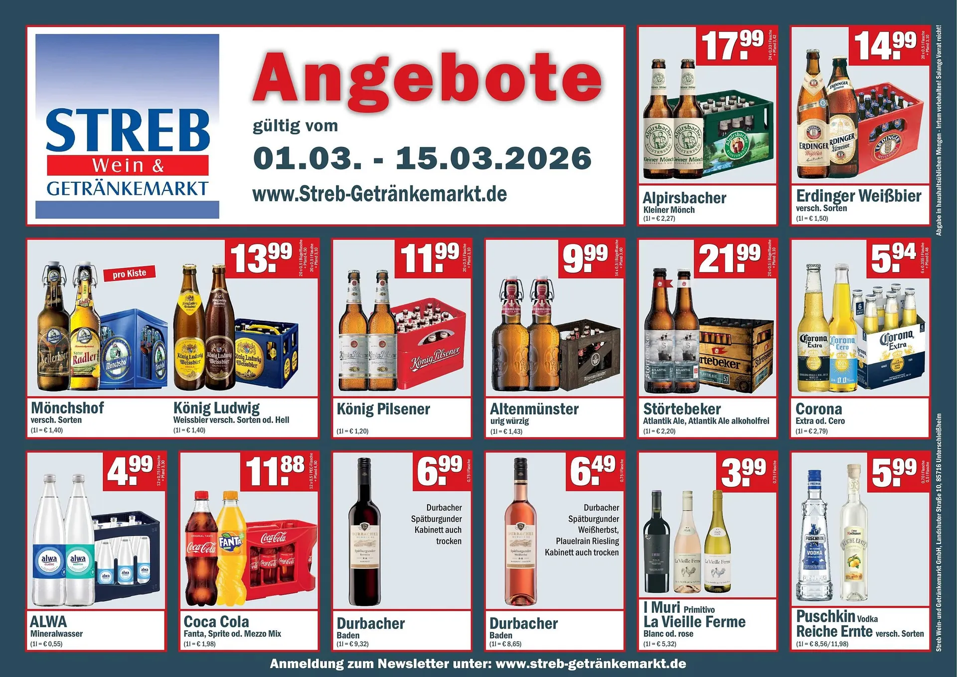 Streb Getränkemarkt Prospekt von 1. März bis 15. März 2026 - Prospekt seite 1