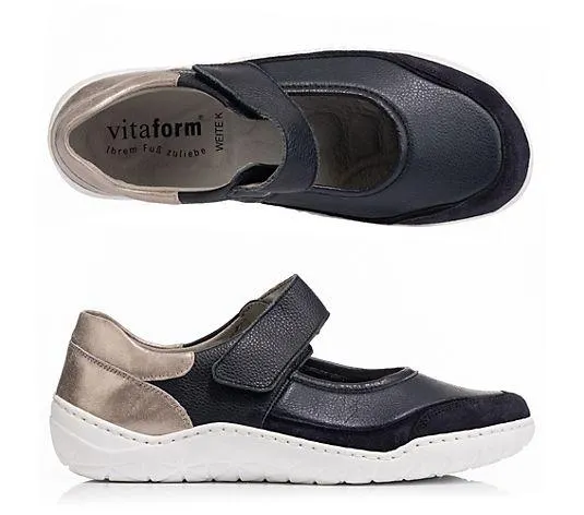 VITAFORM Mary- Jane Leder/ Stretch Klettverschluss Extraweit