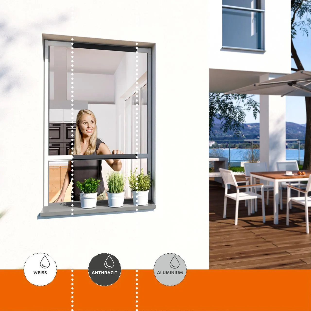 Insektenschutz Plus Rollo Fenster 130x160cm Weiß