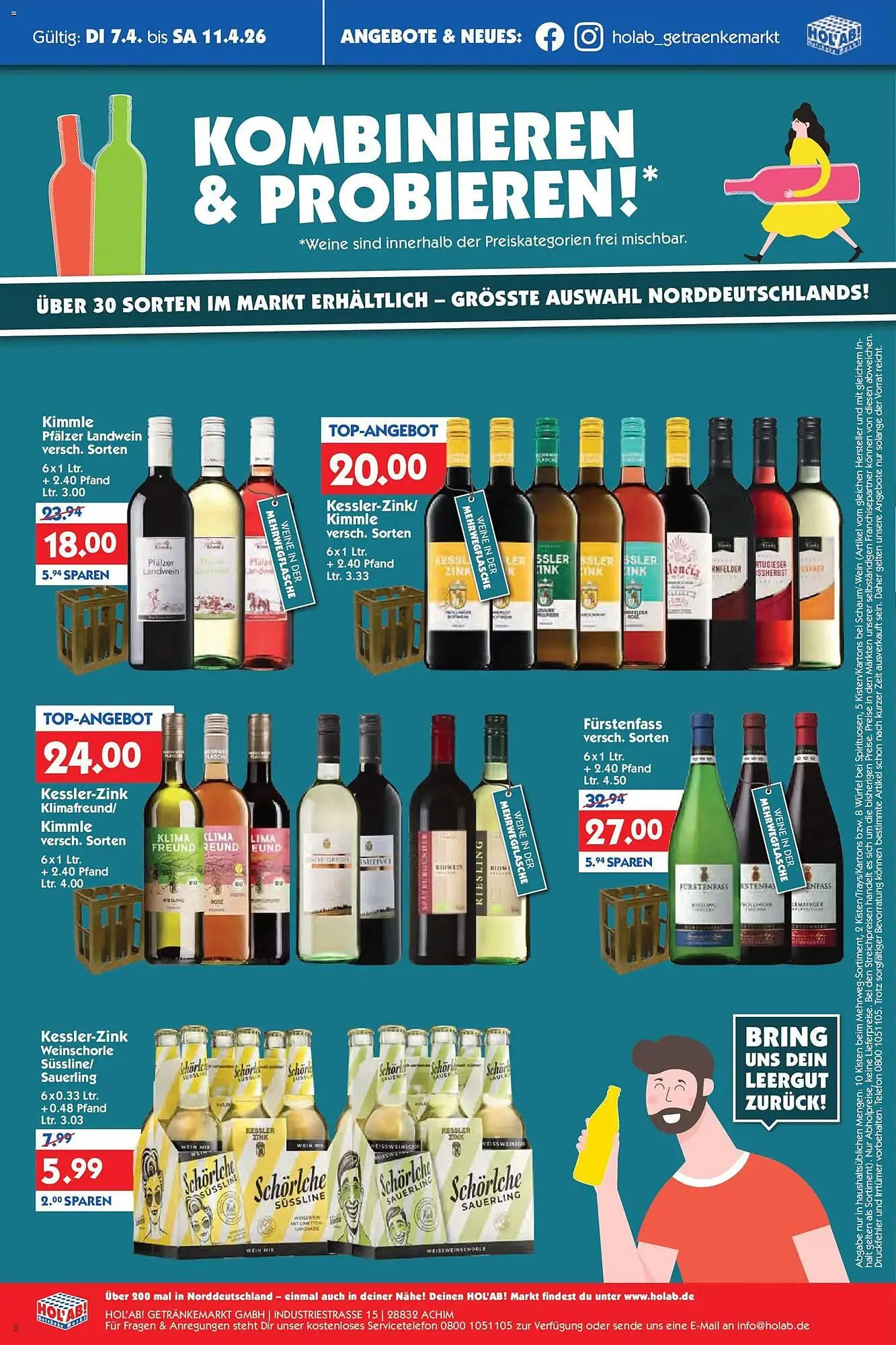 Hol'ab Getränkemarkt Prospekt von 7. April bis 11. April 2026 - Prospekt seite 8