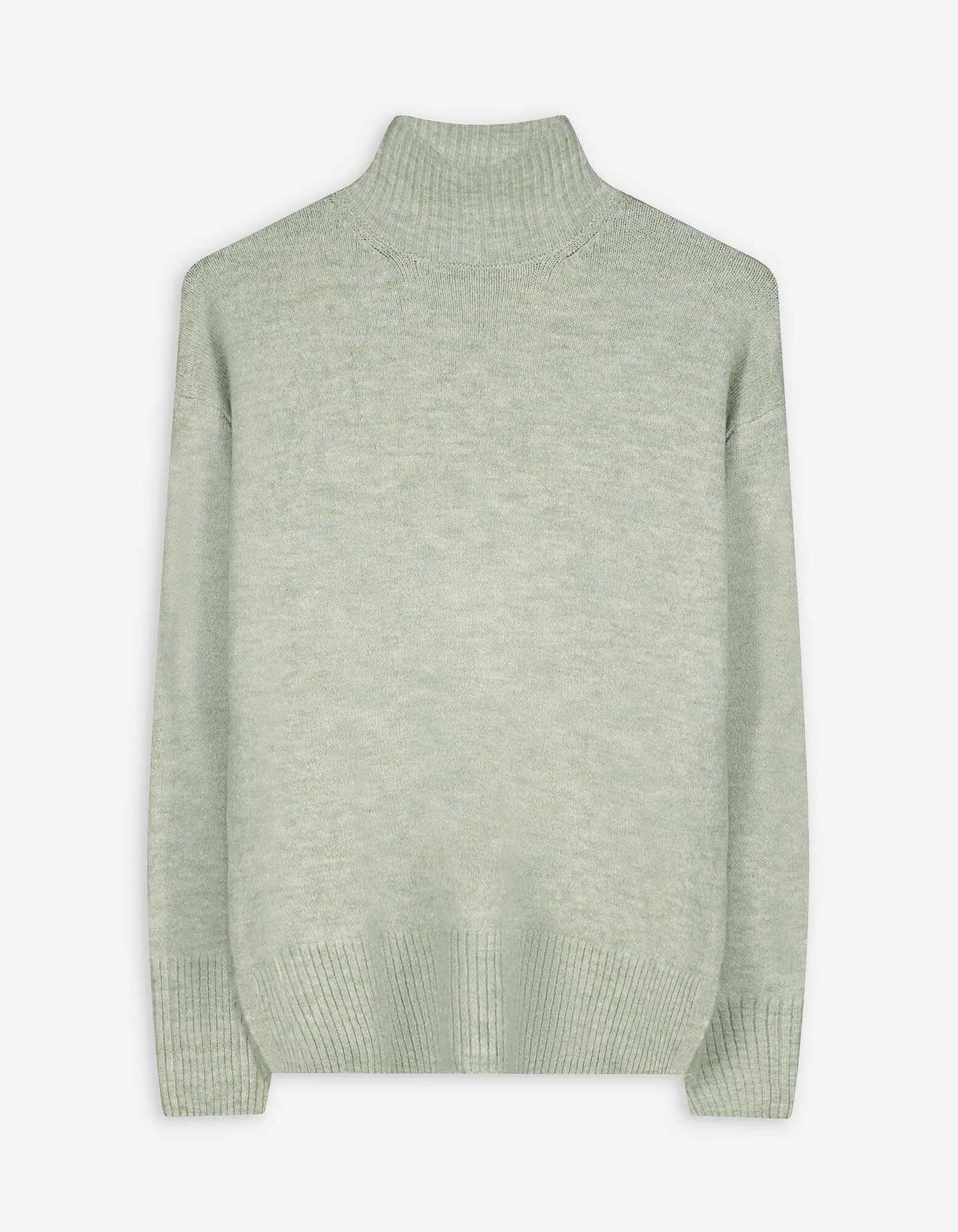 Strickpullover - Mockneck - grün