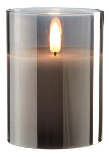 LED bloklys KLAUS Ø8xH10cm grå