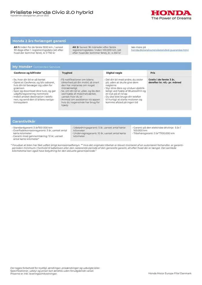 Honda Civic prisliste Gyldig indtil 1. januar - 1. januar 2026 - tilbudsavis side 3
