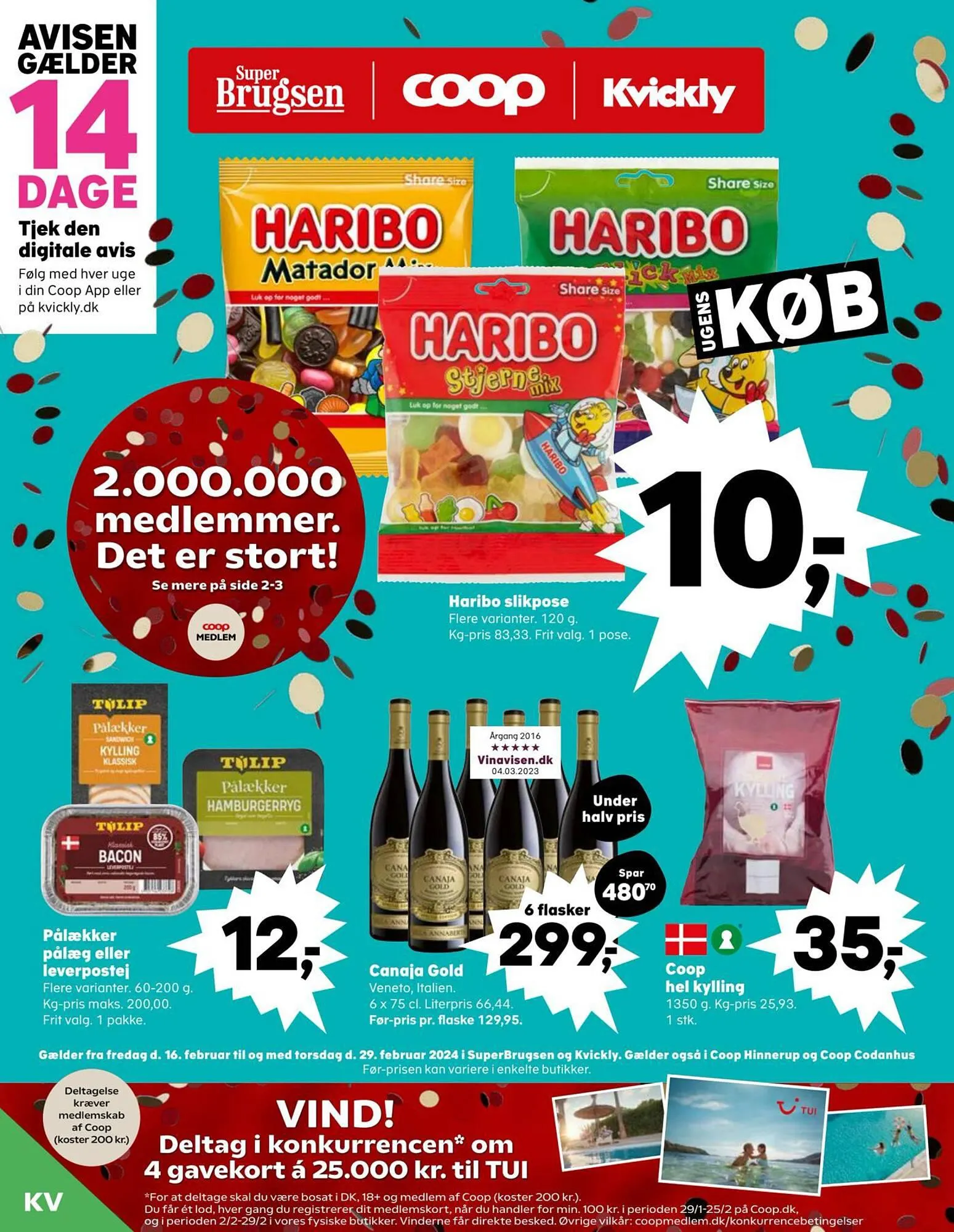 SuperBrugsen tilbudsavis Gyldig indtil 15. februar - 29. februar 2024 - tilbudsavis side 1