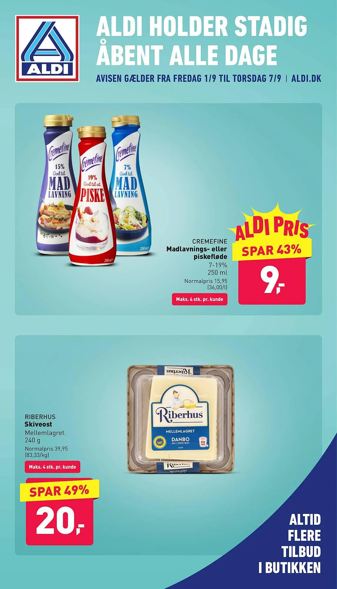 ALDI tilbudsavis Gyldig indtil 1. september - 7. september 2023 - tilbudsavis side 1