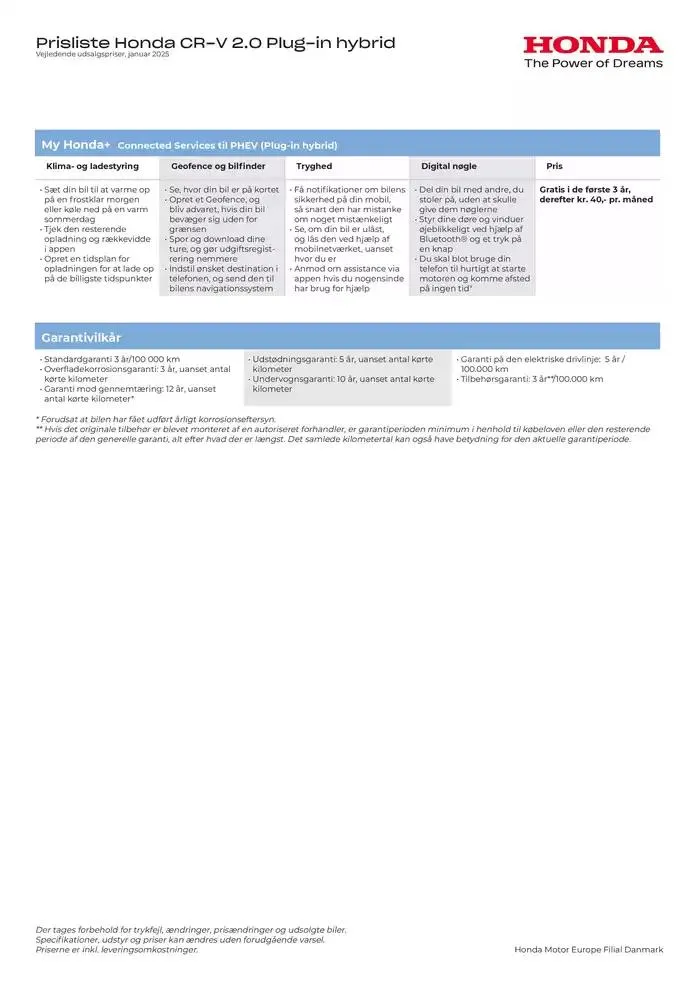 Honda CR-V PHEV prisliste Gyldig indtil 28. januar - 28. januar 2026 - tilbudsavis side 3