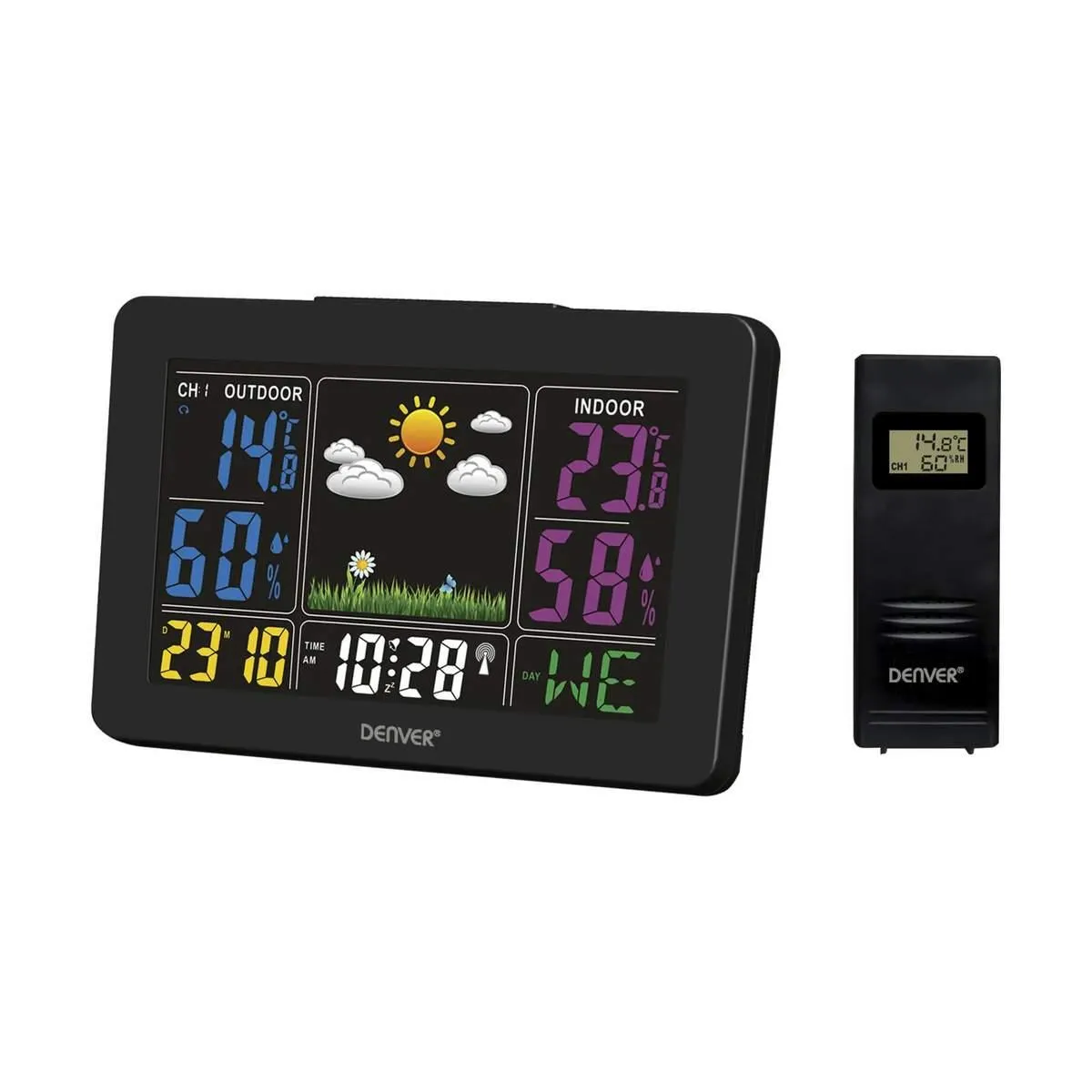 Radiokontrolleret ur - Tid, dato og alarm - Sort