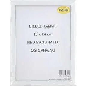 Hvid ramme m/PS plast – 18x24 cm