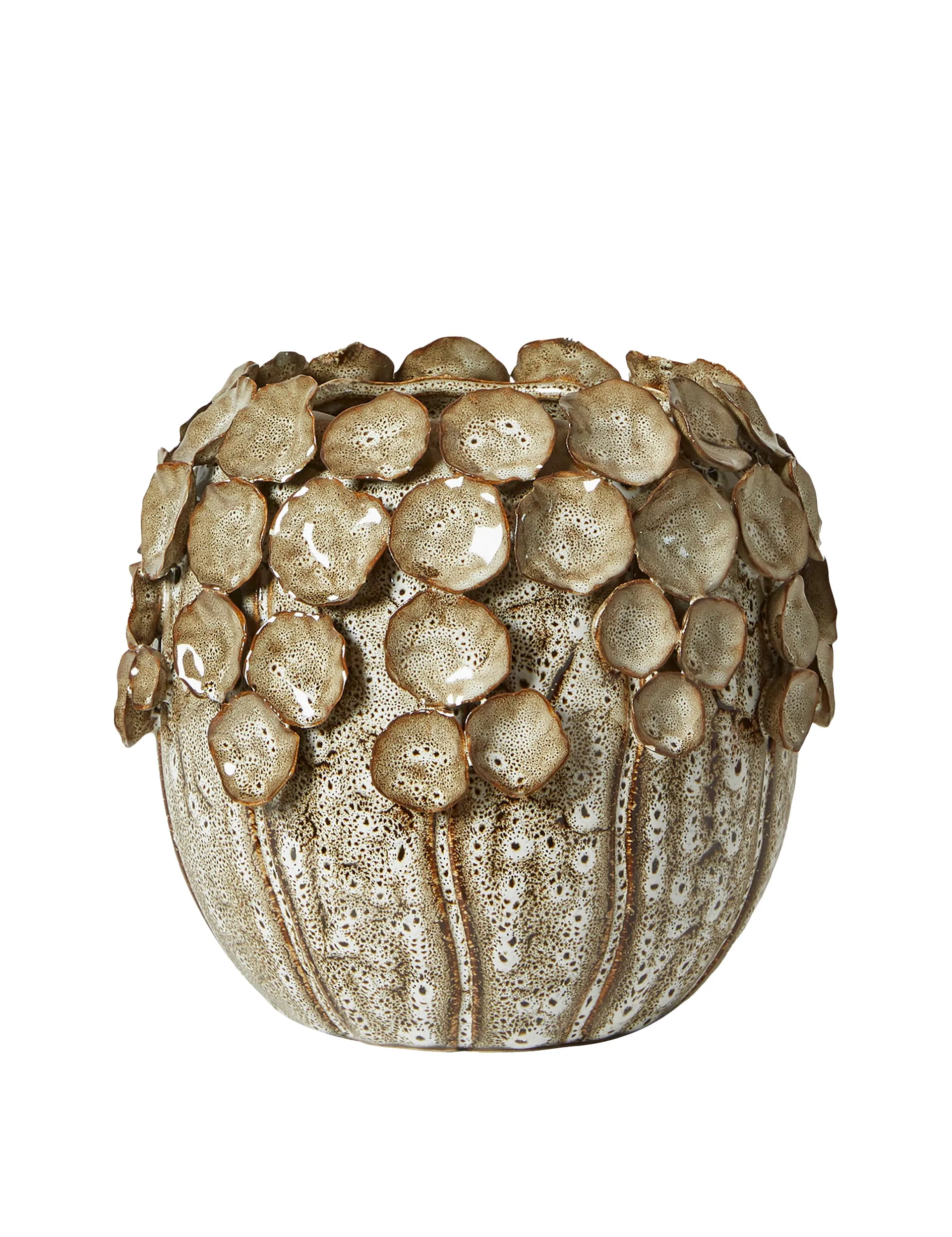 Håndlavet skjuler med blade i beige Ø21xH20 cm