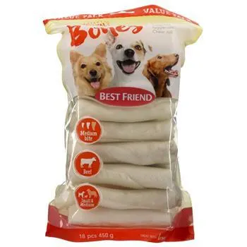 Best Friend Bones BigBite Tyggerulle hvid 12cm, 18-pak