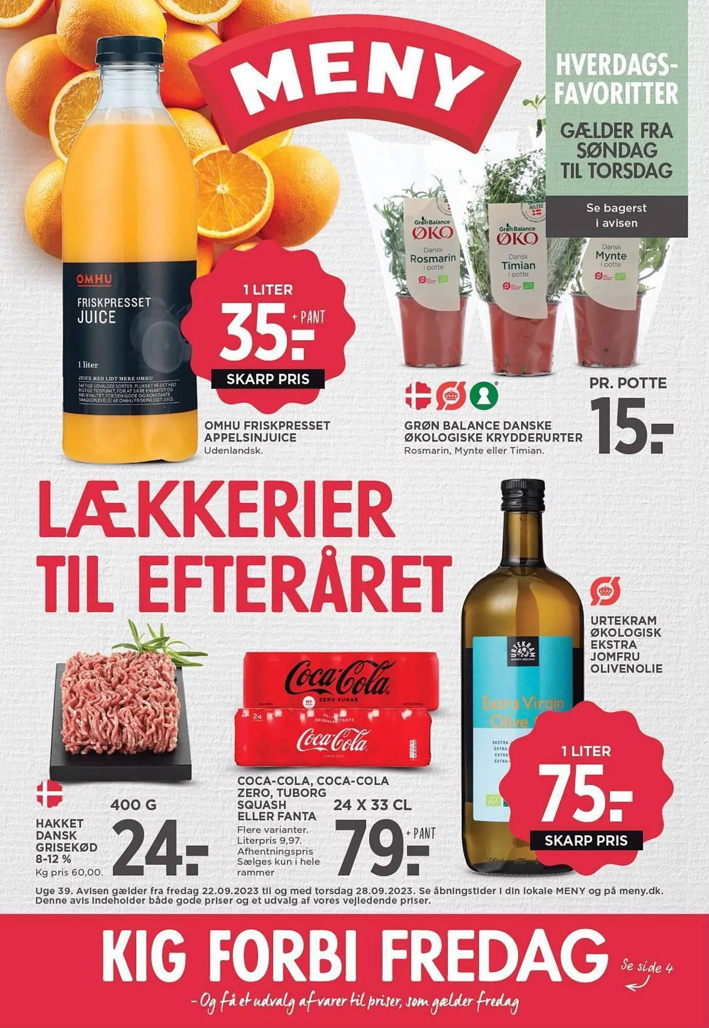 MENY tilbudsavis Gyldig indtil 22. september - 28. september 2023 - tilbudsavis side 1