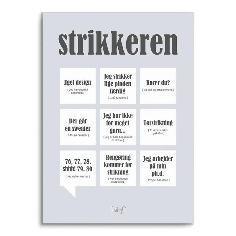Dialægt plakat strikkeren 50x70 cm
