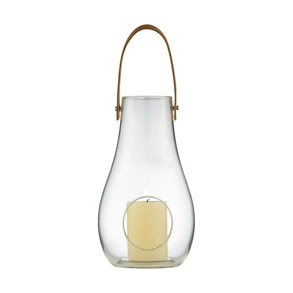 H 29 cm - Mundblæst glas/læder - Klar