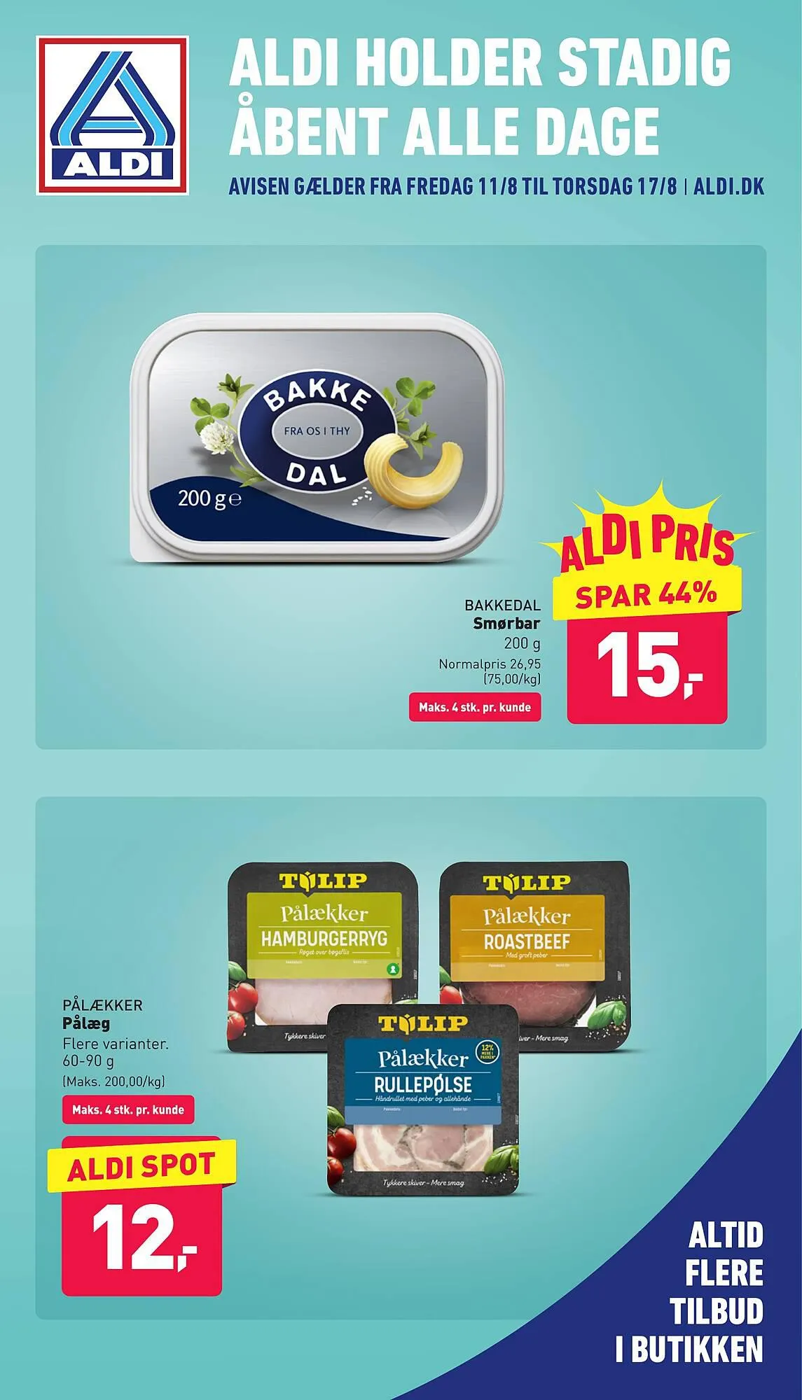 ALDI tilbudsavis Gyldig indtil 11. august - 17. august 2023 - tilbudsavis side 1