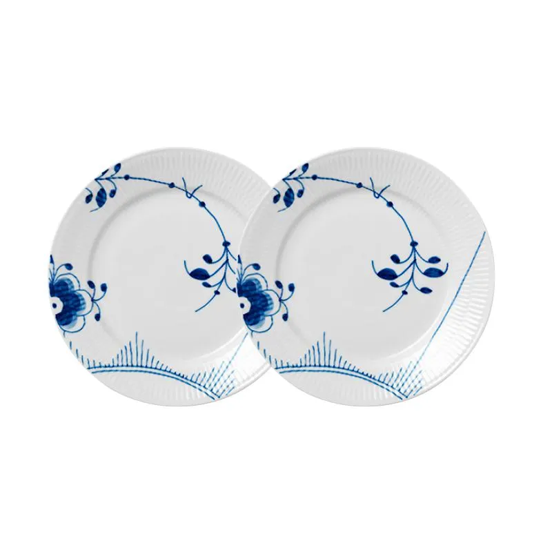 Royal Copenhagen Blå Mega Riflet Tallerken 2 stk. 22 cm