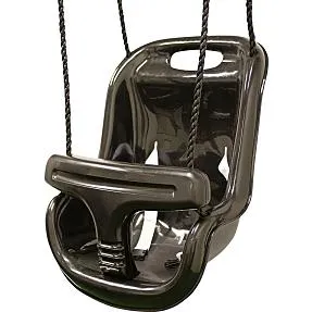 NORDIC PLAY babygynge med høj ryg ekstra kraftig plast med reb - sort