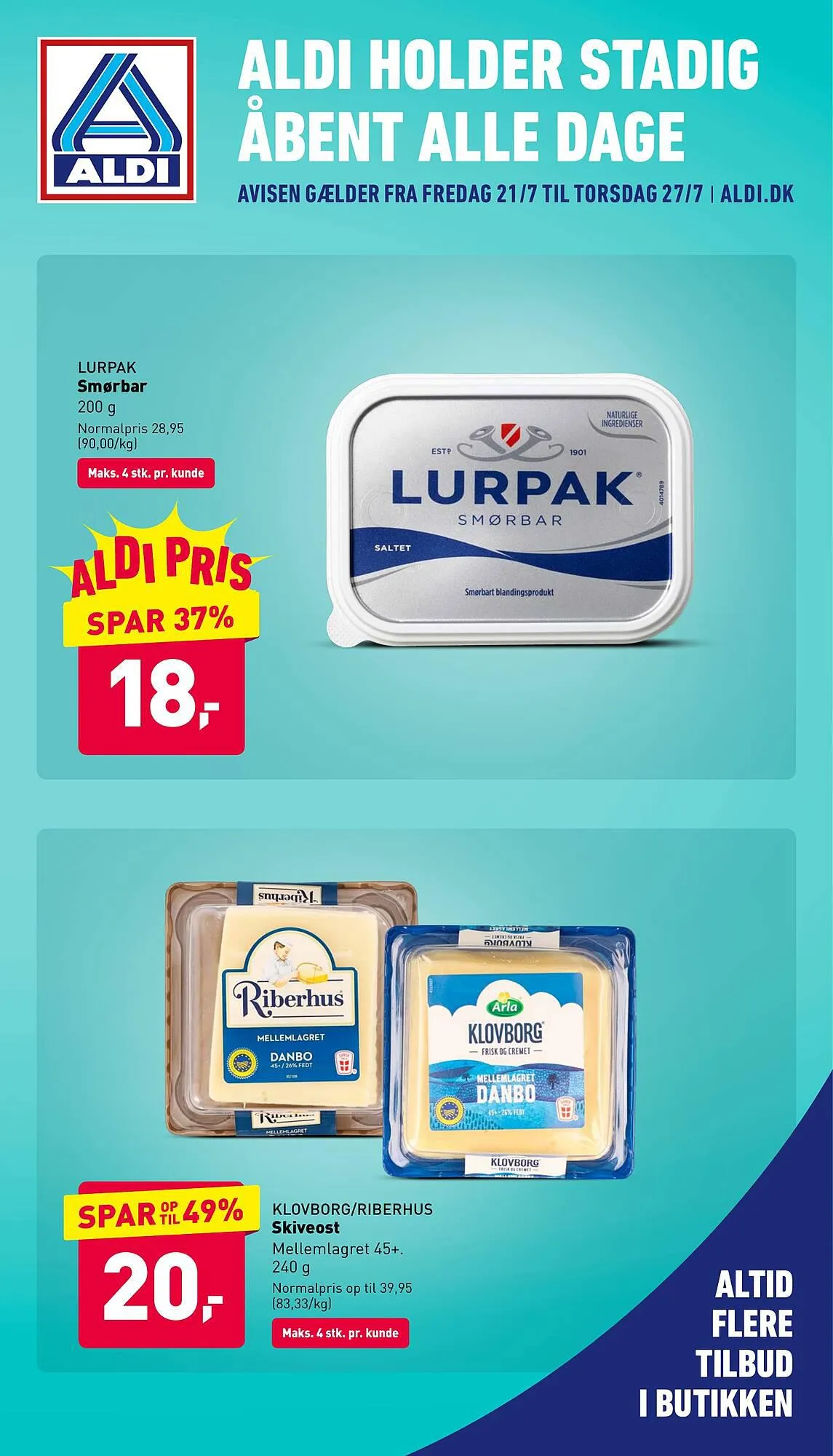 ALDI tilbudsavis Gyldig indtil 21. juli - 27. juli 2023 - tilbudsavis side 1