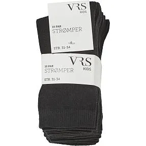VRS børne 10-pak strømper str. 31/34 - sort