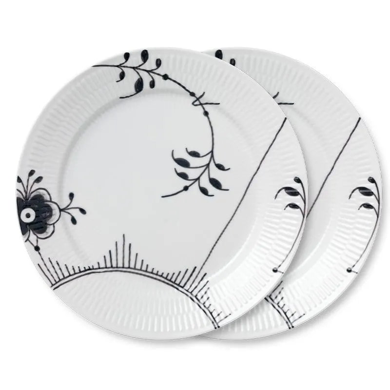 Royal Copenhagen Sort Mega Riflet nr. 2 tallerken 22 cm 2 stk.