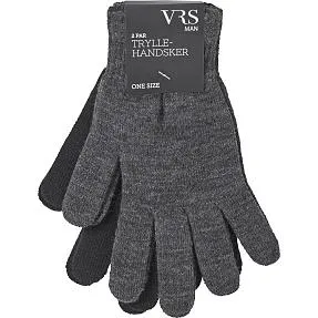 VRS herre 2-pak tryllehandsker str. onesize - grå/sort