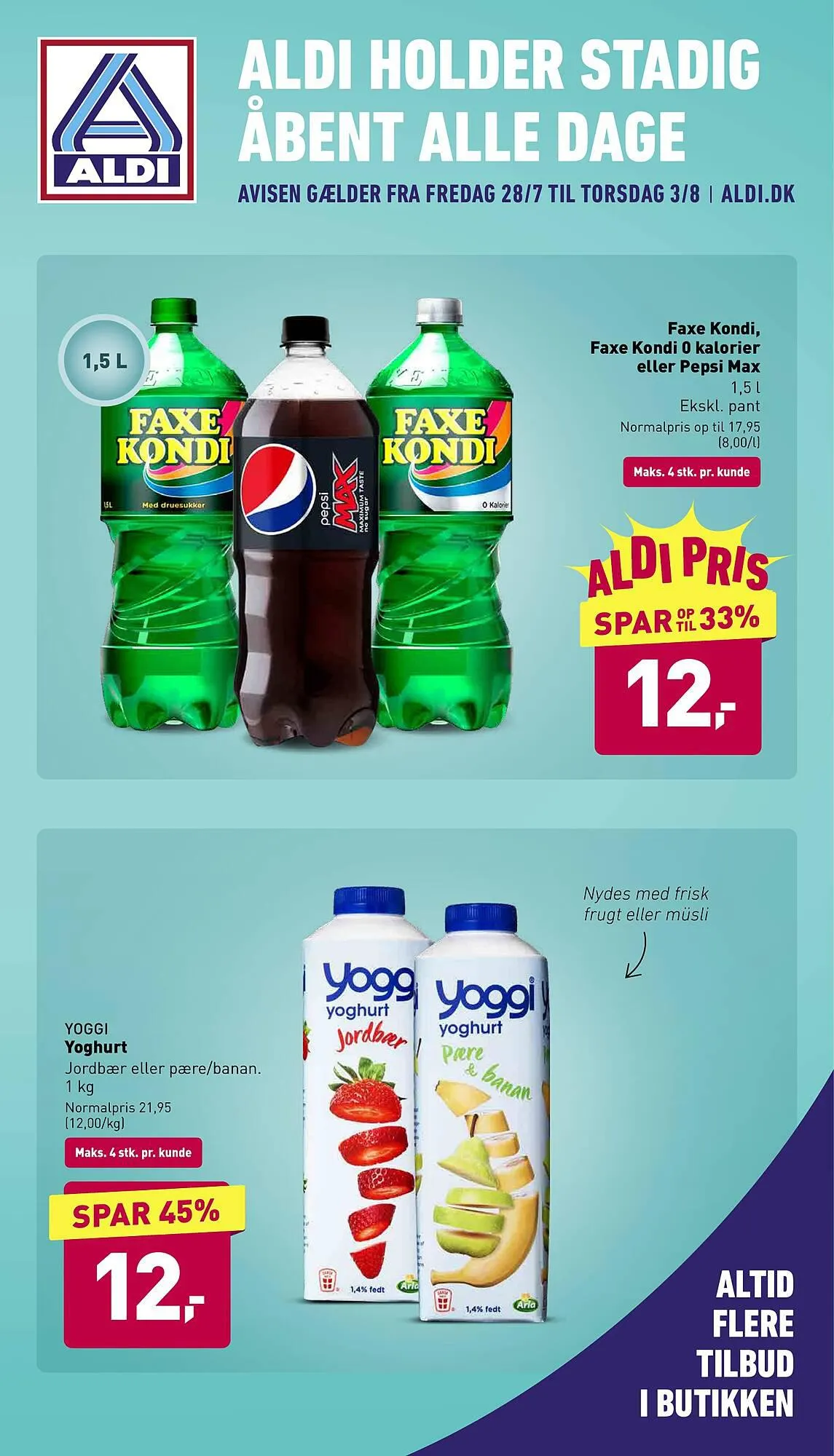 ALDI tilbudsavis Gyldig indtil 28. juli - 3. august 2023 - tilbudsavis side 1