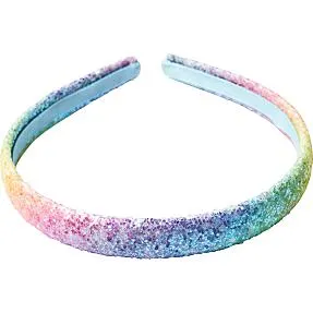 Børne hårbøjle med glimmer - regnbuefarvet