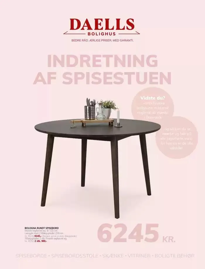 Daells Bolighus Indretning af spisestuen - 1