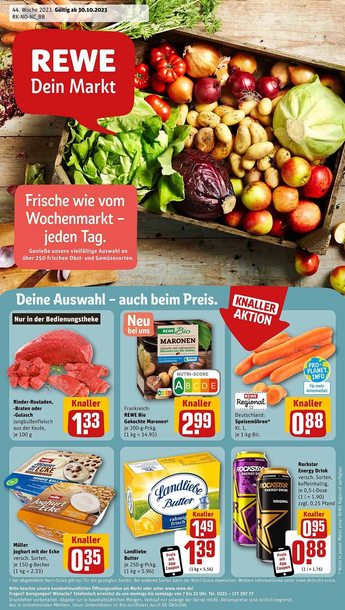 REWE tilbudsavis Gyldig indtil 30. oktober - 4. november 2023 - tilbudsavis side 1