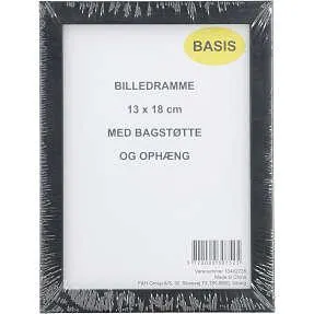 Sort ramme m/PS plast – 13x18 cm