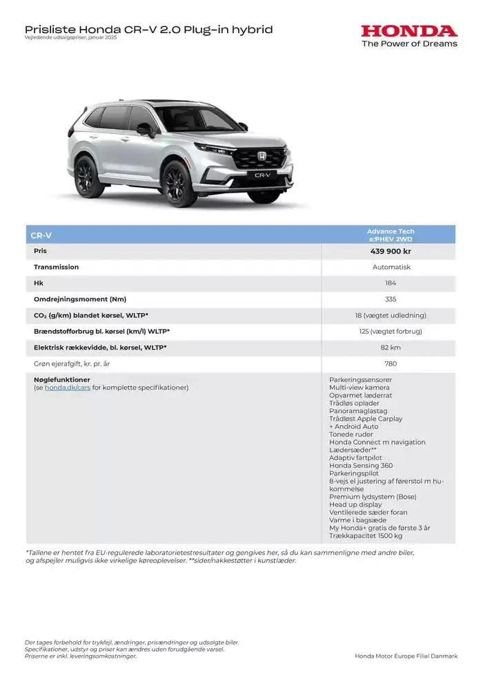 Honda CR-V PHEV prisliste - 1