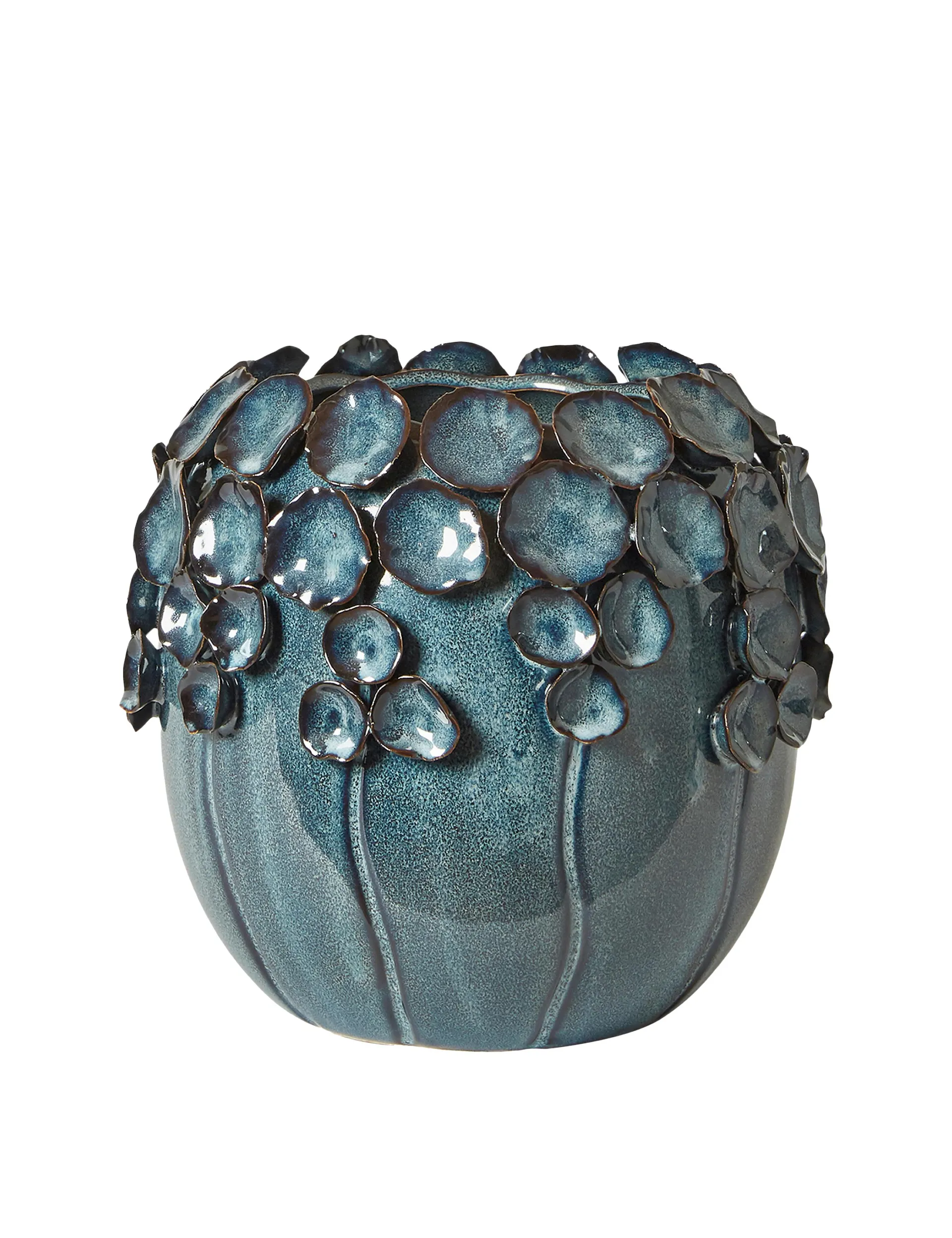 Håndlavet skjuler med blade i blå Ø21xH20 cm