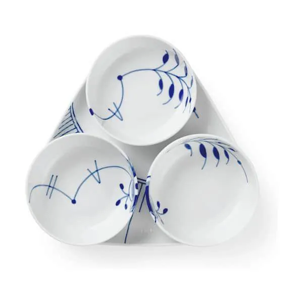 Blå Mega Riflet Serveringssæt - 4 dele