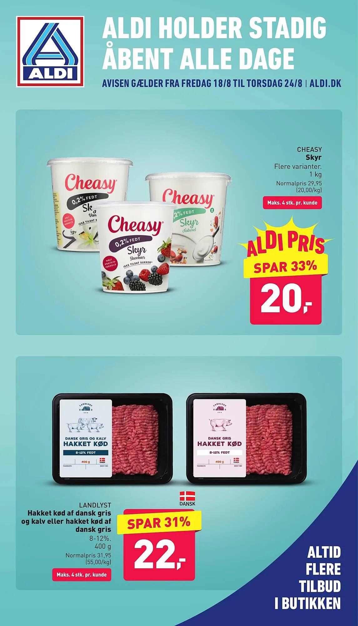 ALDI tilbudsavis Gyldig indtil 18. august - 24. august 2023 - tilbudsavis side 1