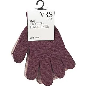 VRS børne 2-pak tryllehandsker str. onesize - bordeaux/rosa