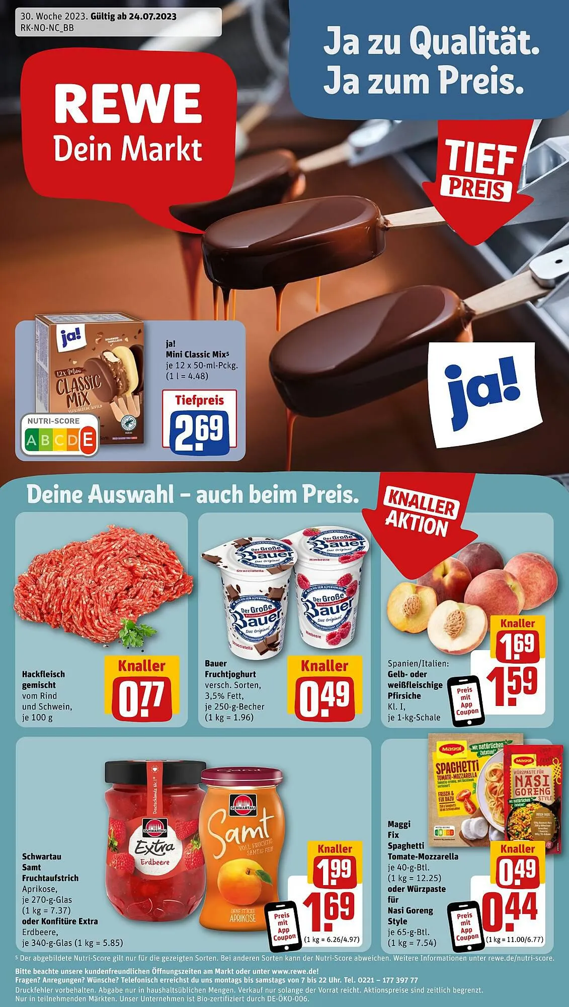 REWE tilbudsavis Gyldig indtil 24. juli - 29. juli 2023 - tilbudsavis side 1
