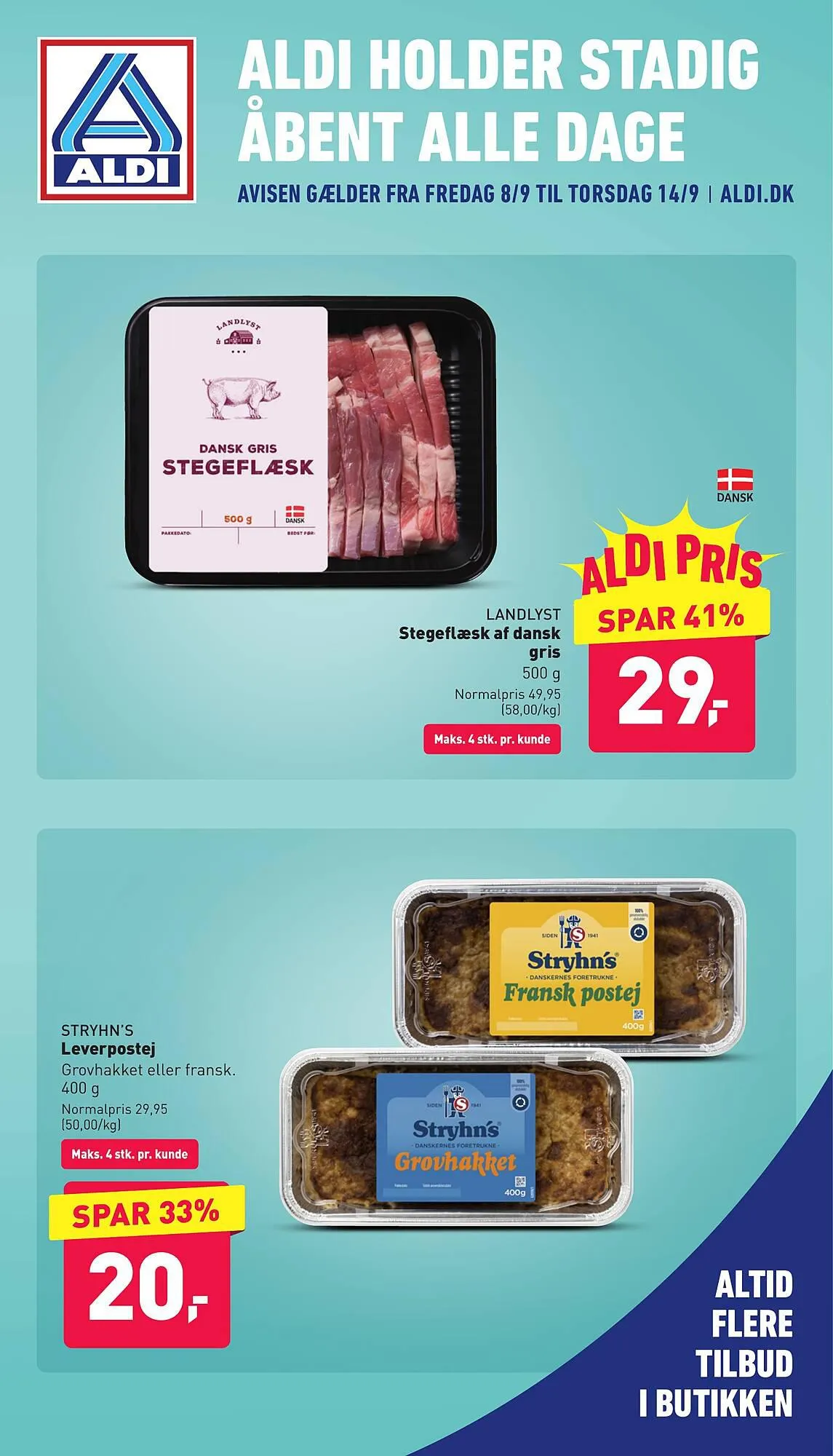 ALDI tilbudsavis Gyldig indtil 8. september - 14. september 2023 - tilbudsavis side 1