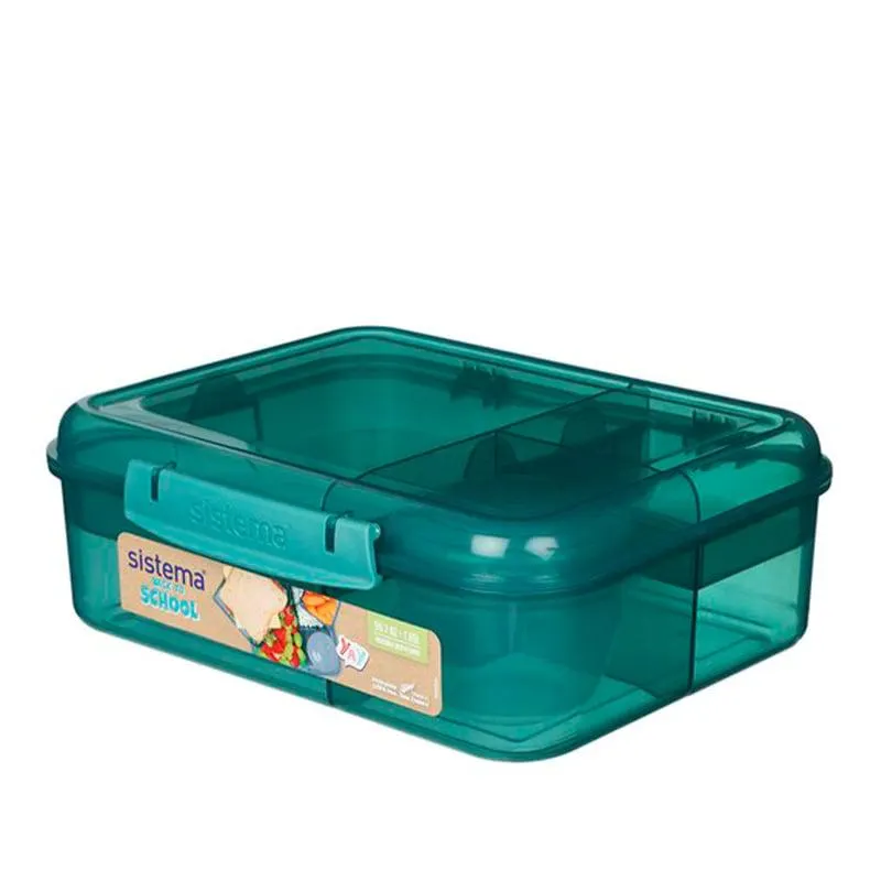 Sistema Bento Lunch madkasse med 5 rum og bæger grøn 1,65 liter