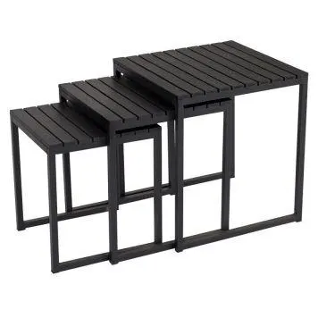HAVEBORDSSÆT, 3 STK. SORTE INDSKUDSBORDE