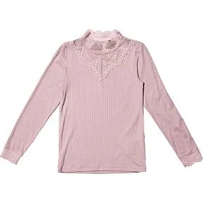 VRS børne blondebluse str. 110/116 - gammelrosa