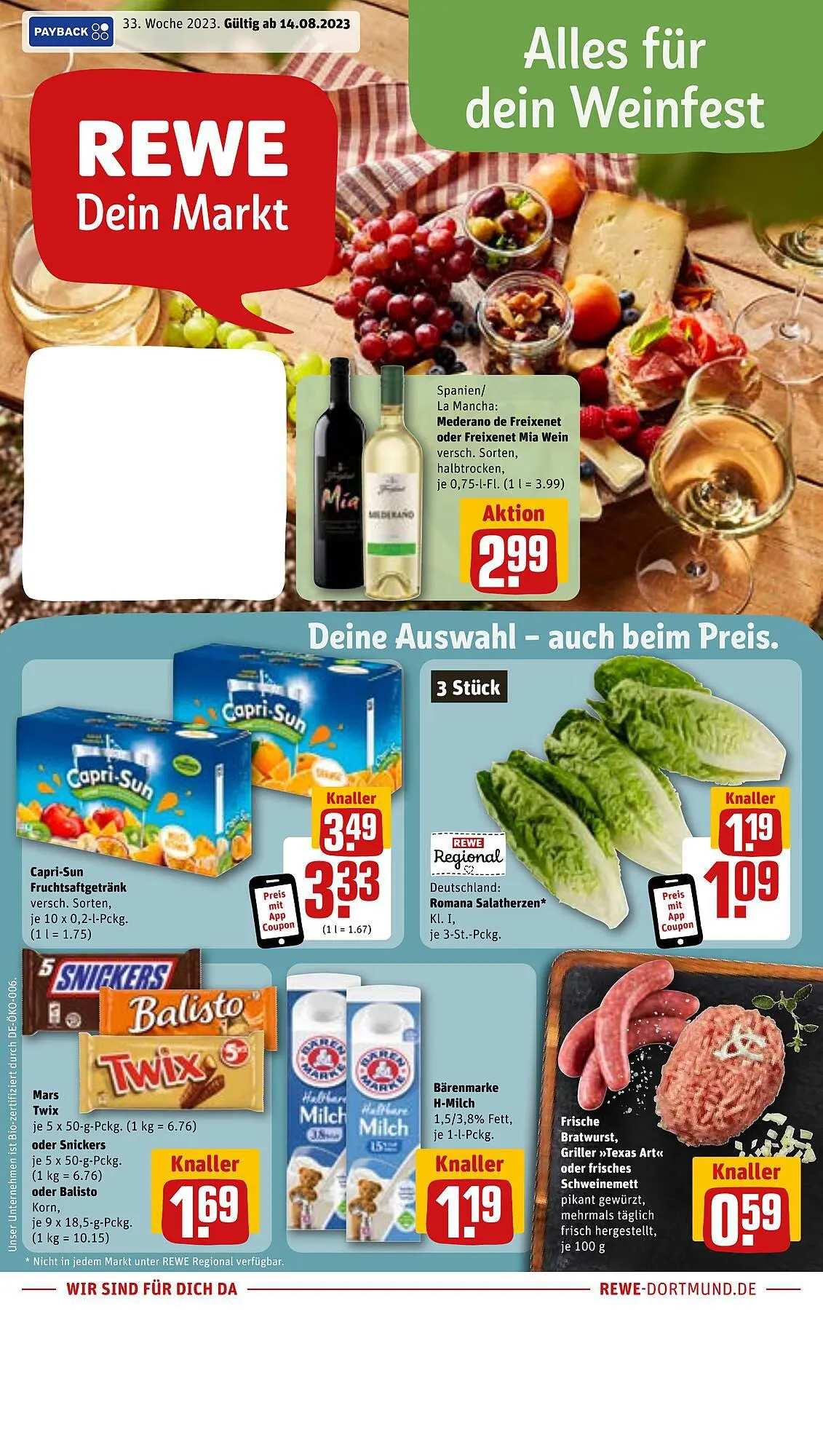 REWE tilbudsavis Gyldig indtil 14. august - 19. august 2023 - tilbudsavis side 1