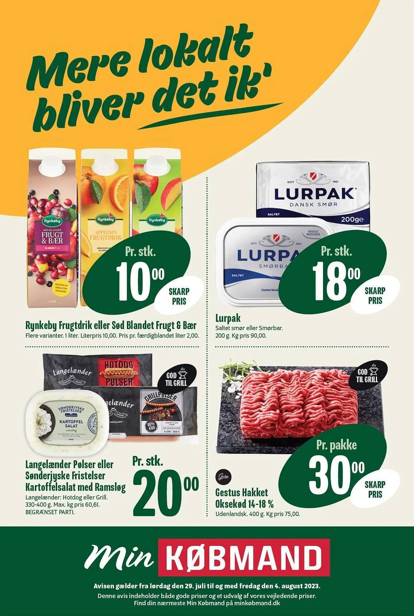 Min Købmand tilbudsavis Gyldig indtil 29. juli - 4. august 2023 - tilbudsavis side 1