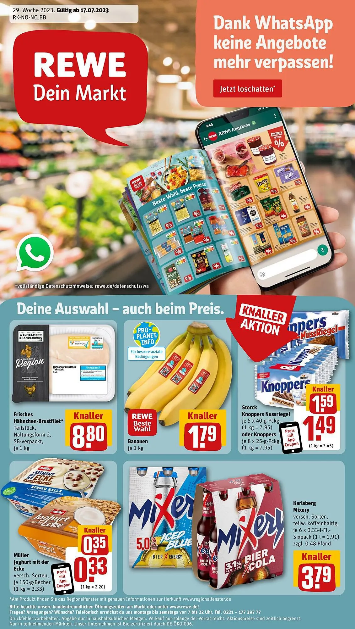 REWE tilbudsavis Gyldig indtil 17. juli - 22. juli 2023 - tilbudsavis side 1