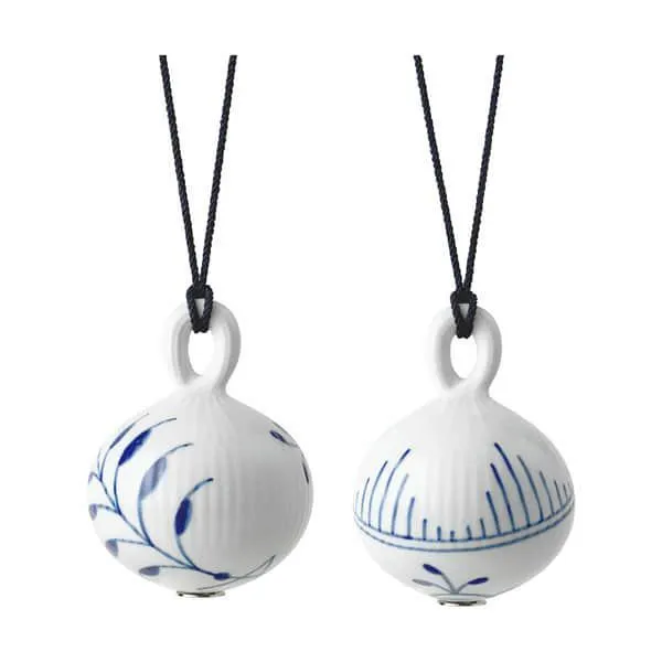 Royal Copenhagen Blå Mega Riflet Julekugle - 2 stk.